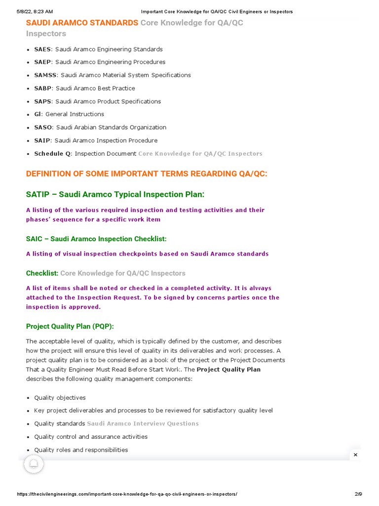 Important Core Knowledge For Qa Qc Civil Engineers Or Inspectors