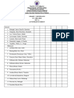 Department of Education: Grade 7-Bonifacio S.Y. 2021-2022 Set-A Attendance Sheet
