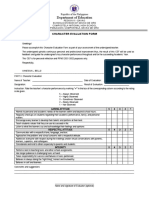 Comprehensive Character Evaluation Form for Teacher Vanessa Bello