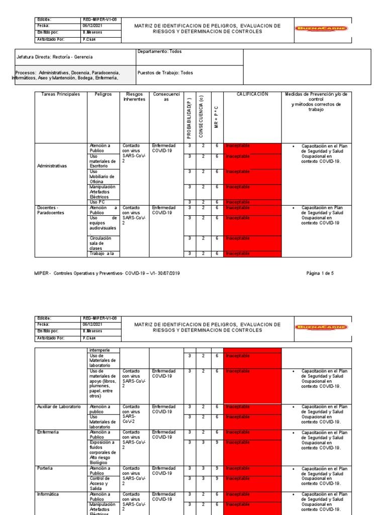 Matriz de Riesgos COVID-19 | PDF | Salud pública | Medicina