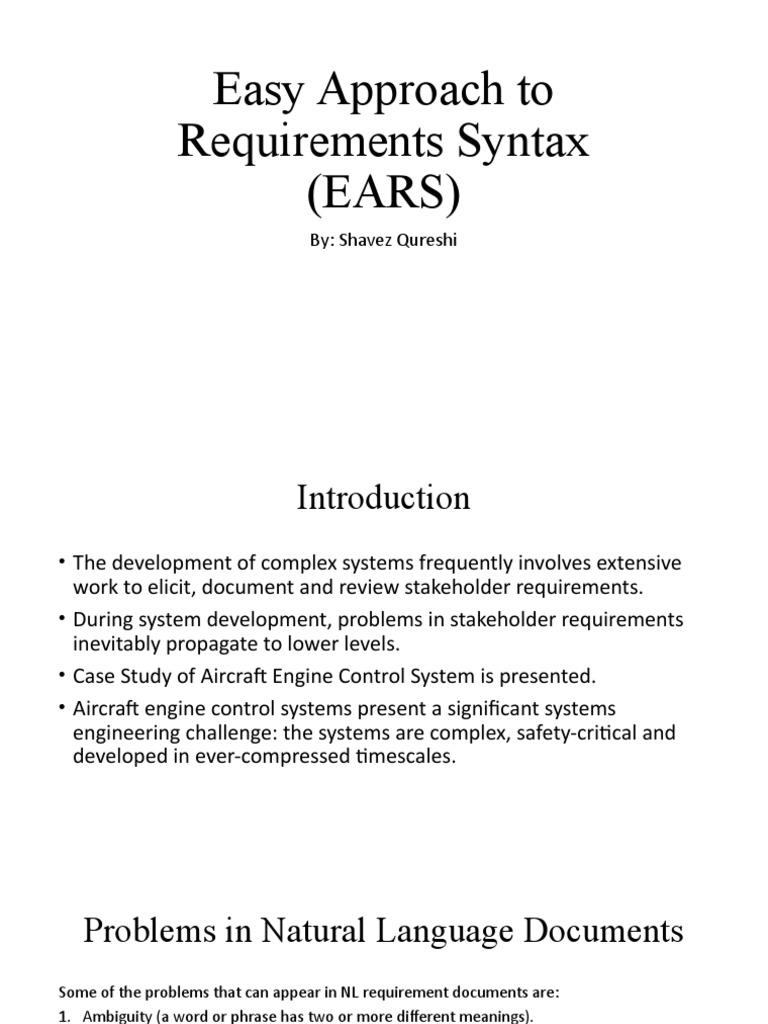 EARS: Simplified Requirements Syntax | PDF | Ambiguity | System