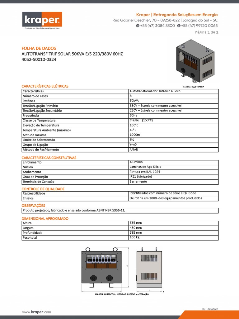 Autotrafo 50kva | PDF | Transformador | Engenharia Elétrica