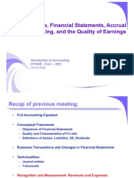 Adjustments, Financial Statements, Accrual Accounting, and The Quality of Earnings