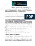 Seleção de trabalhos científicos para apresentação na 8a SICTEG