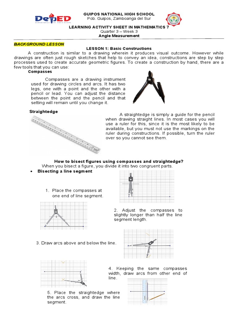 Constructing and Bisecting Angles Using a Compass and Straightedge ...