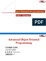 Advanced Object Oriented Programming CO 1 Session