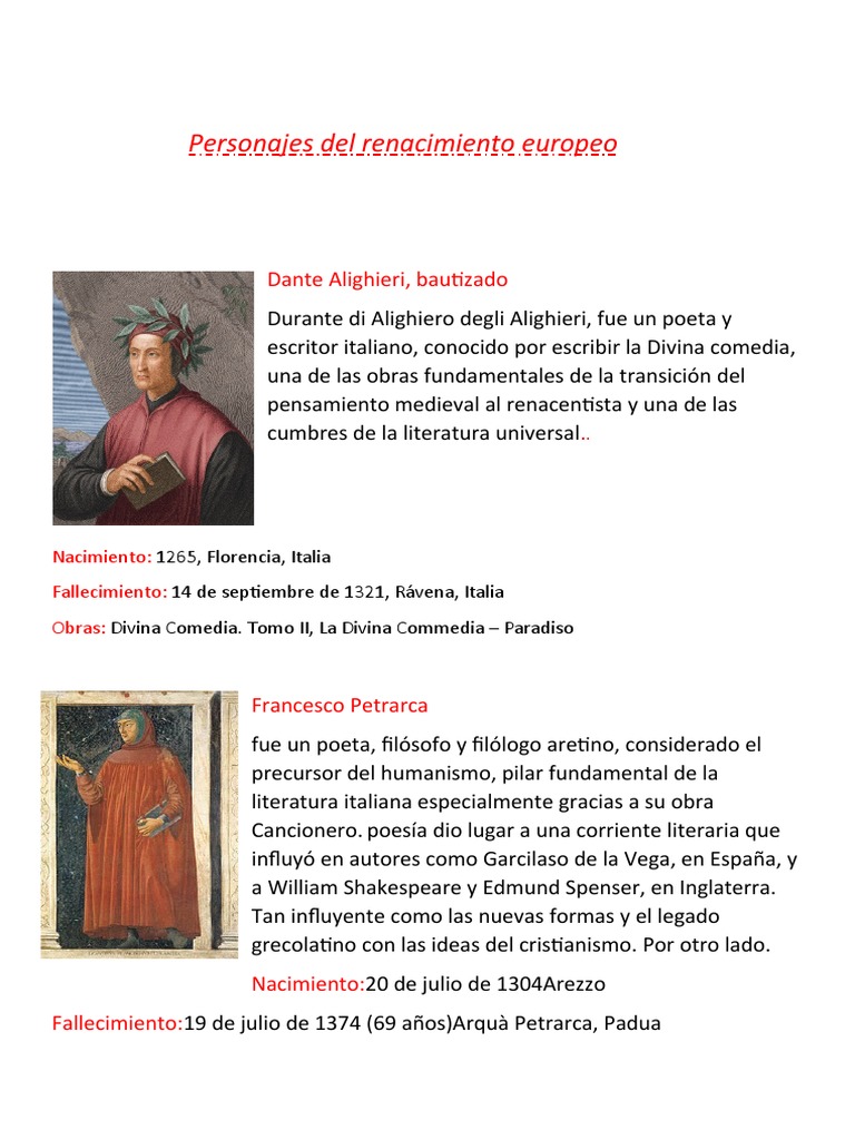 Figuras Clave del Renacimiento Europeo | PDF | Giovanni Boccaccio, image size:768x1024