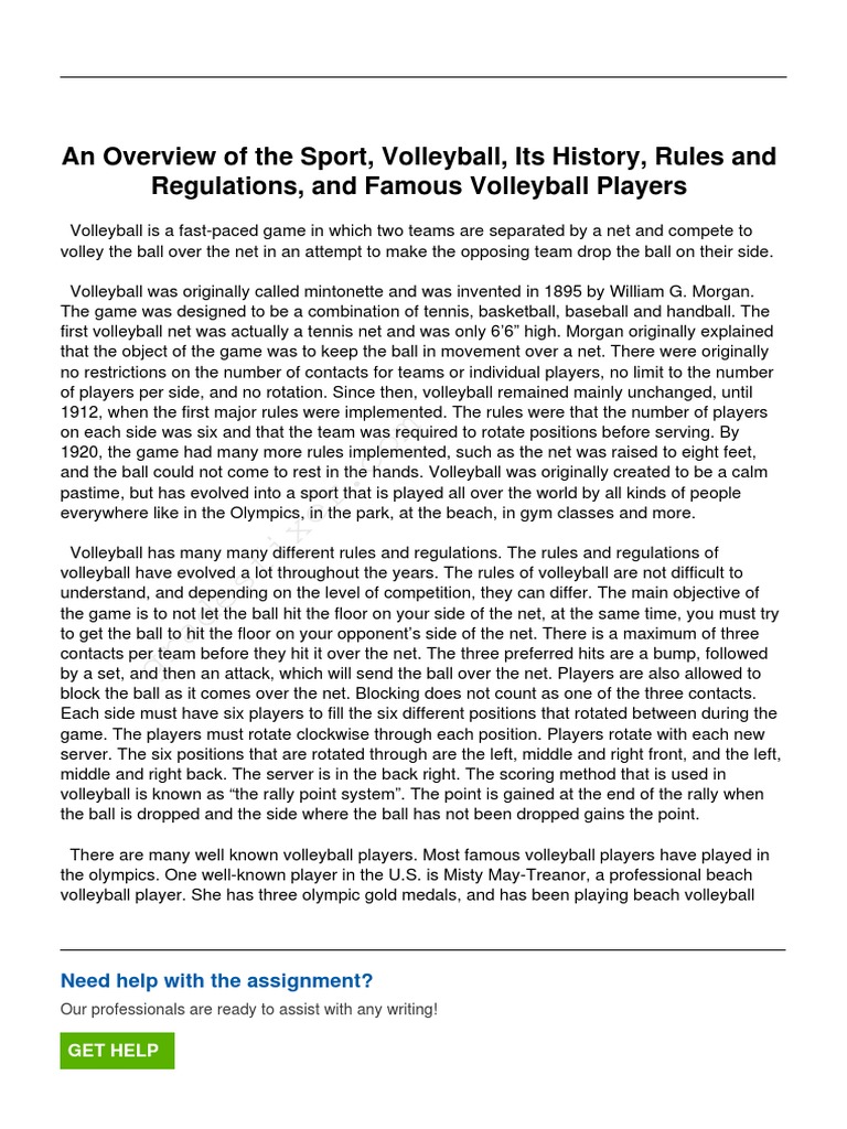 An Overview of The Sport Volleyball Its History Rules and Regulations