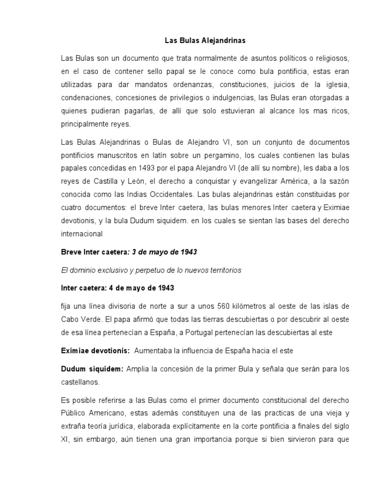 Las Bulas Alejandrinas PDF Santa Sede Iglesia Católica