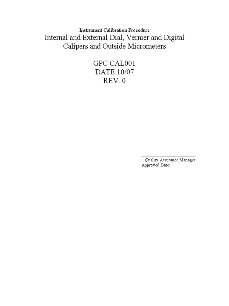 Calibration Procedure for Measuring Instruments | PDF | Calibration | Tools