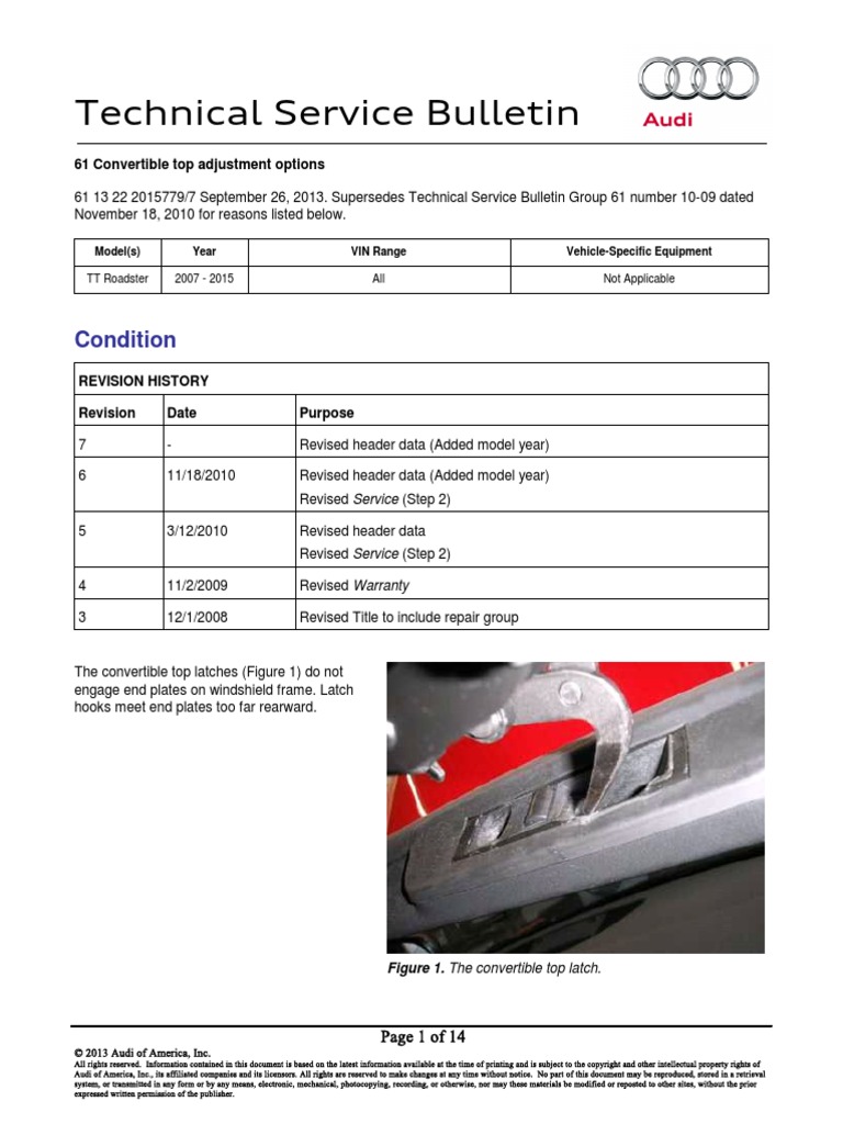 CONVERTIBLE TOP Convertible Top Adjustment PDF Copyright