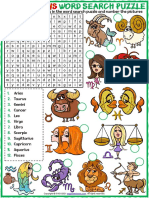 Zodiac Signs Vocabulary Esl Word Search Puzzle Worksheet For Kids
