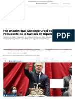 31-08-22 or Unanimidad, Santiago Creel Es El Nuevo Presidente de La Cámara de Diputados