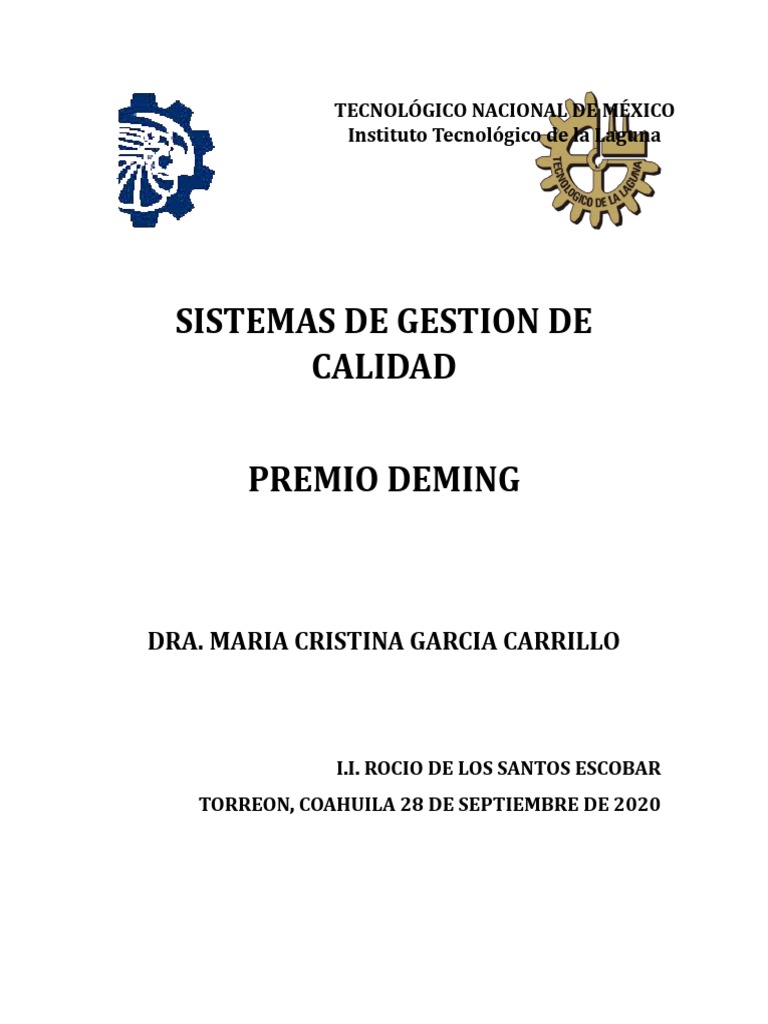 Historia y Estructura del Premio Deming | PDF | Gestión de la calidad ...