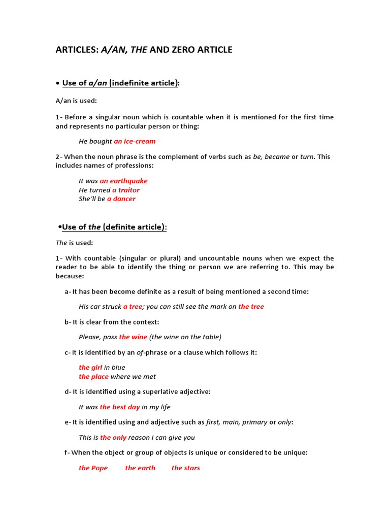 On Articles | PDF | Noun | Grammatical Number