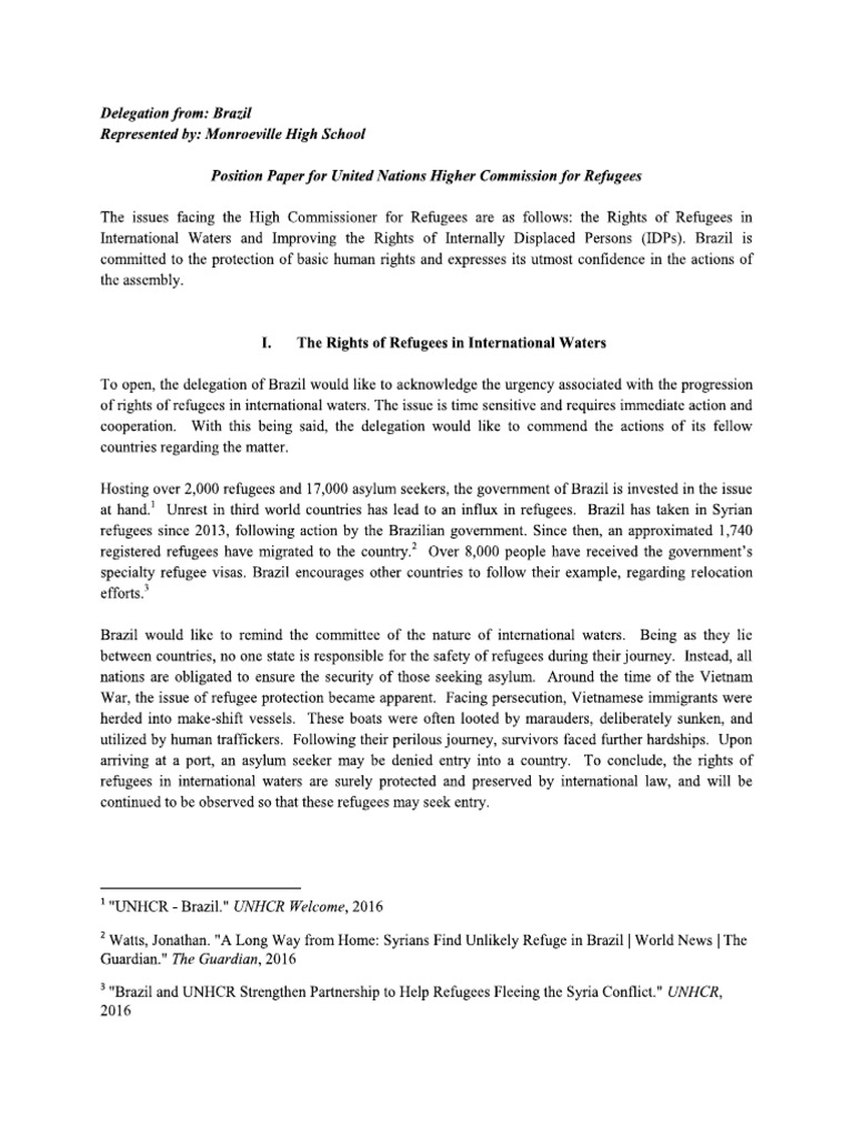 MUN Position Paper - Brazil | PDF