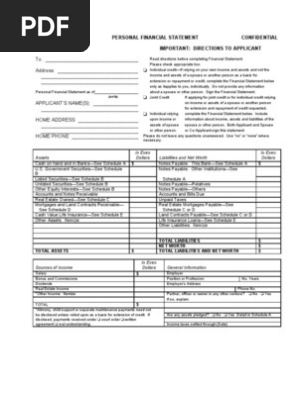 Personal Financial Statement