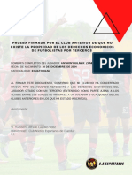 Prueba firmada por club anterior sobre derechos económicos de futbolista