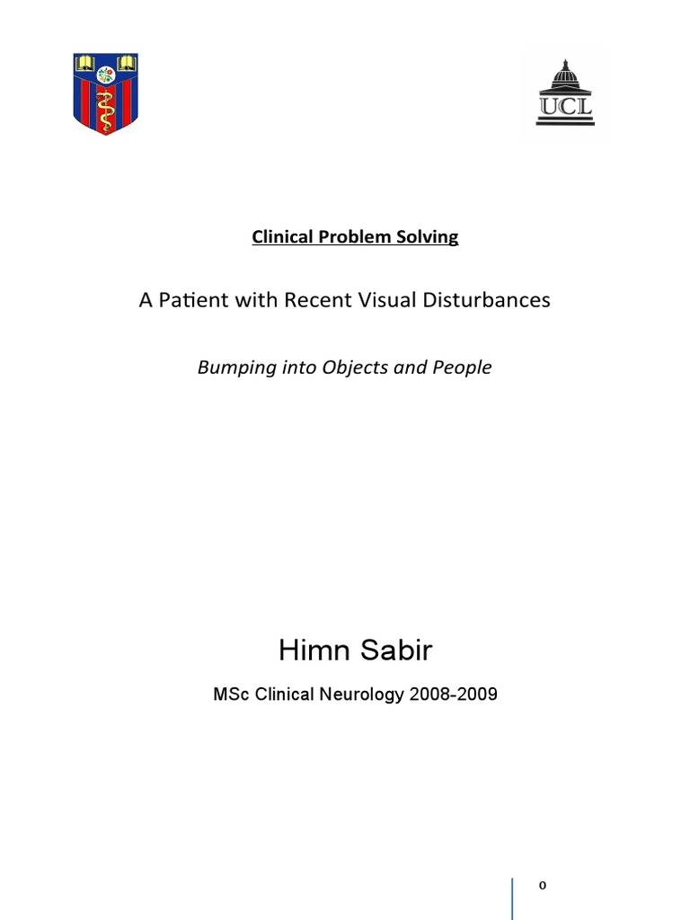 A Patient With Recent Visual Disturbances PDF Parietal Lobe