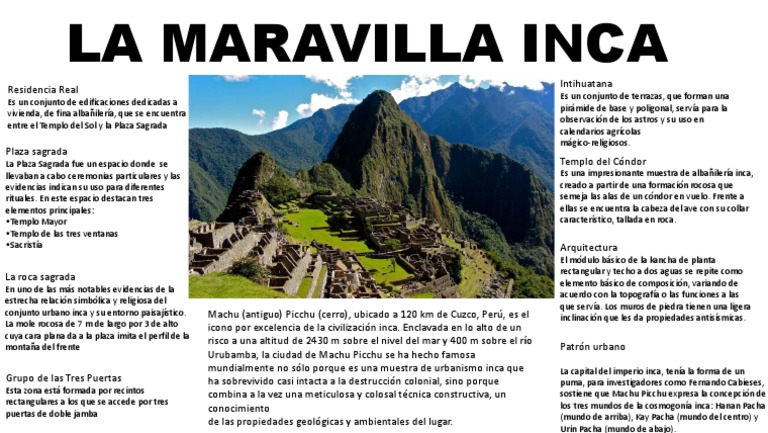Infografía de Machu Picchu para Niños | PDF | Machu Picchu | Imperio Inca