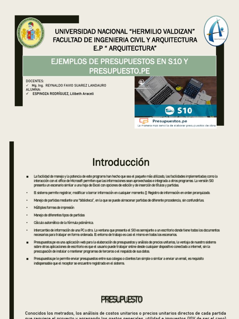 Ejemplos de Presupuestos en S10 y PE | PDF | Presupuesto | Ventana ...
