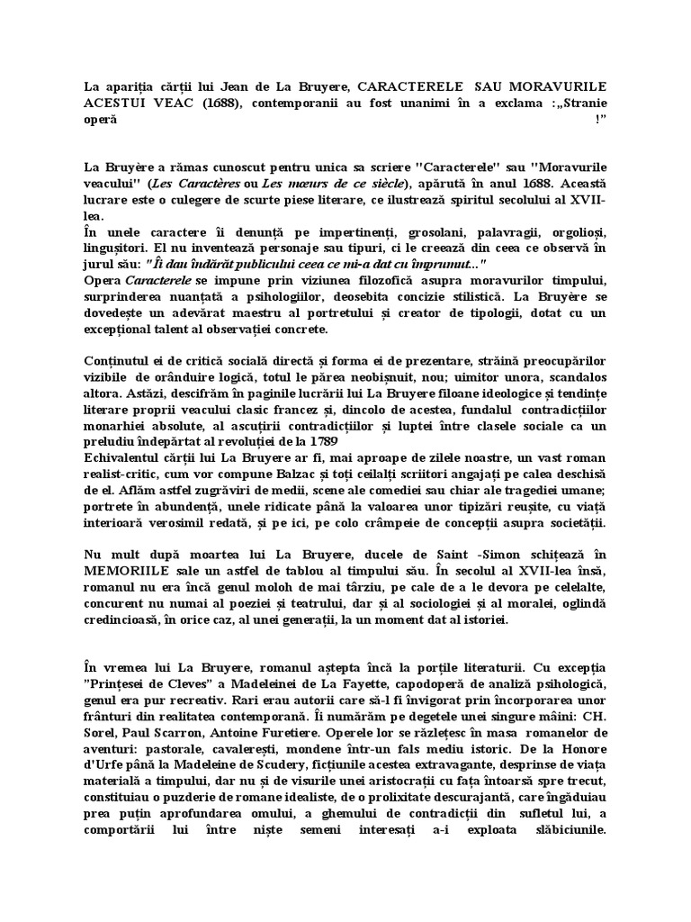 Caracterele Jean de La Bruyere | PDF