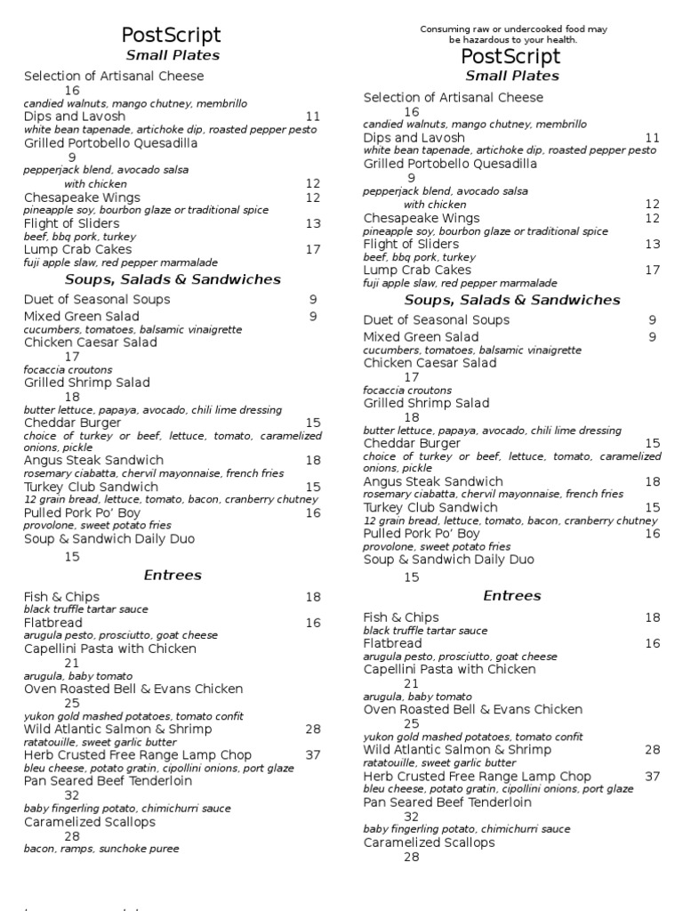 Postscript Postscript: Small Plates Small Plates | PDF | Salad | Foods