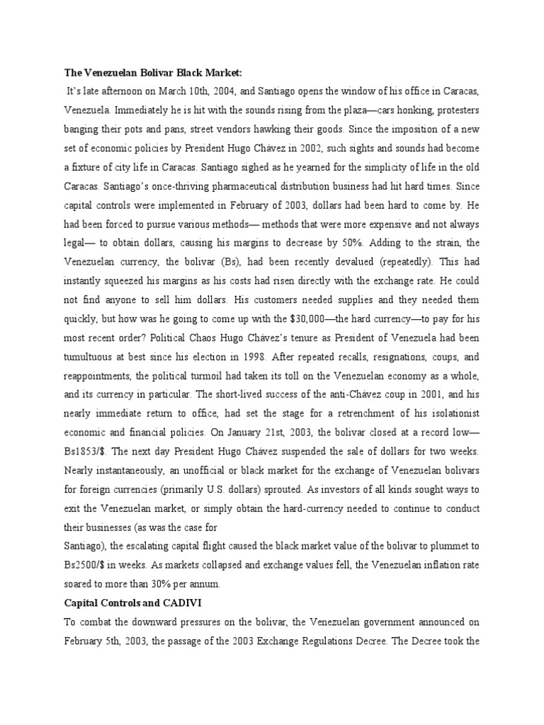 The Venezuelan Bolivar Black Market2 PDF Exchange Rate Devaluation