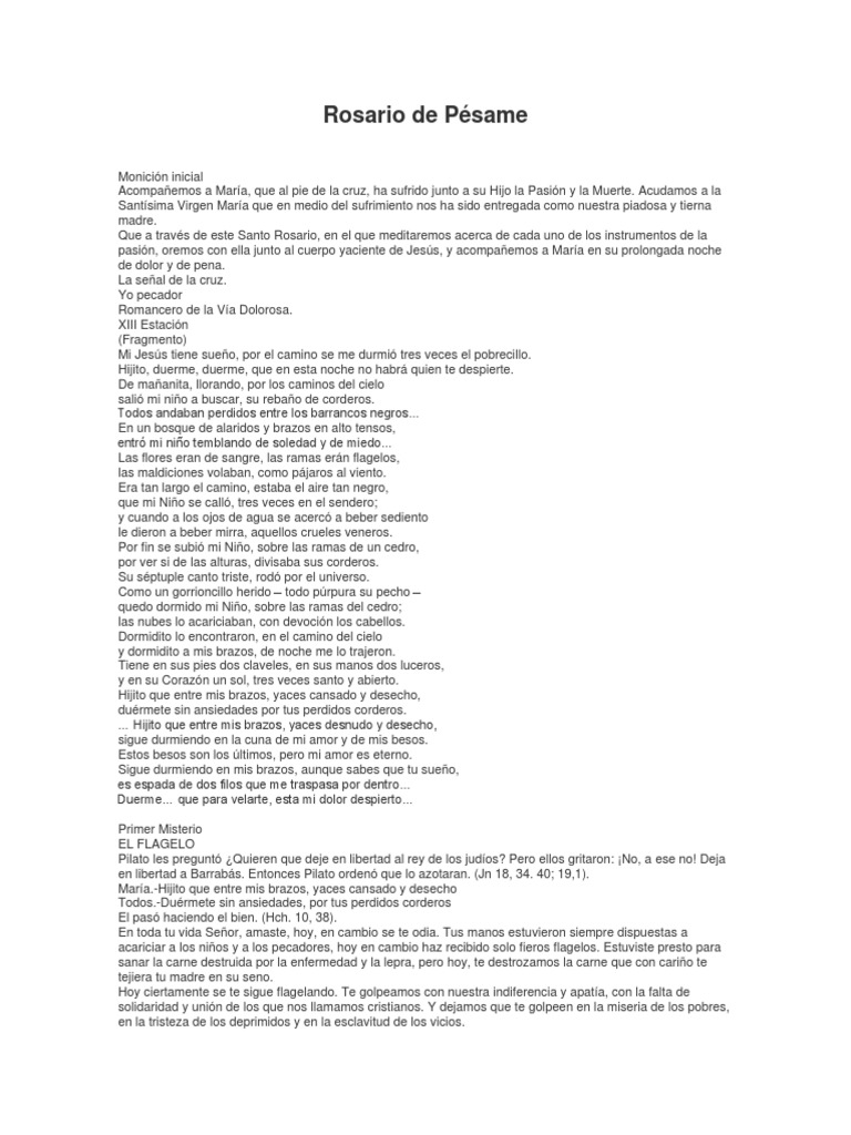 Rosario de Pésame | PDF | María, madre de Jesús | Amor