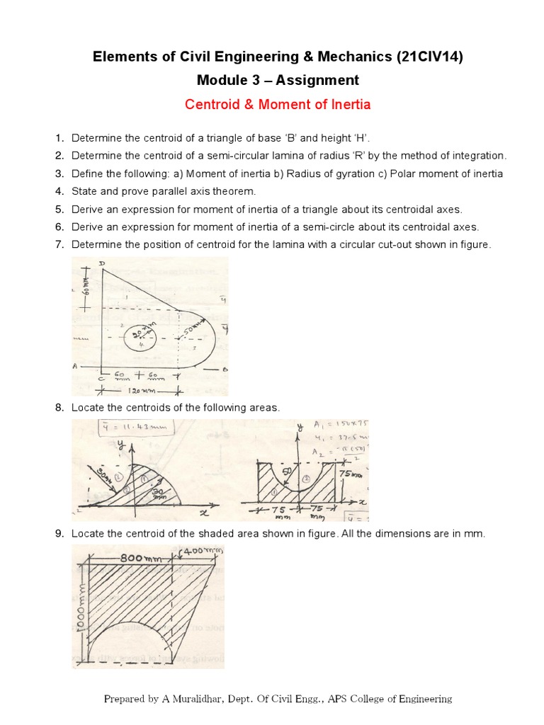 Centroid and Moment of Inertia Problems | PDF | Technology & Engineering