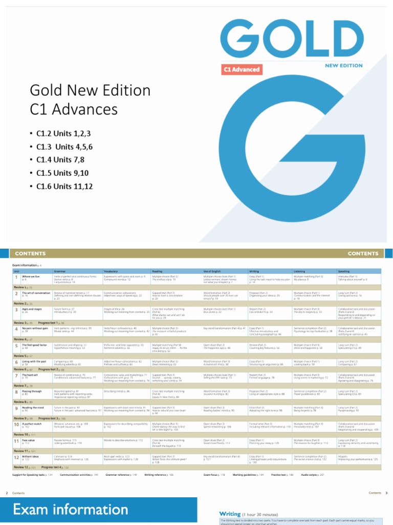 Gold C1 Advanced Course Units Overview | PDF