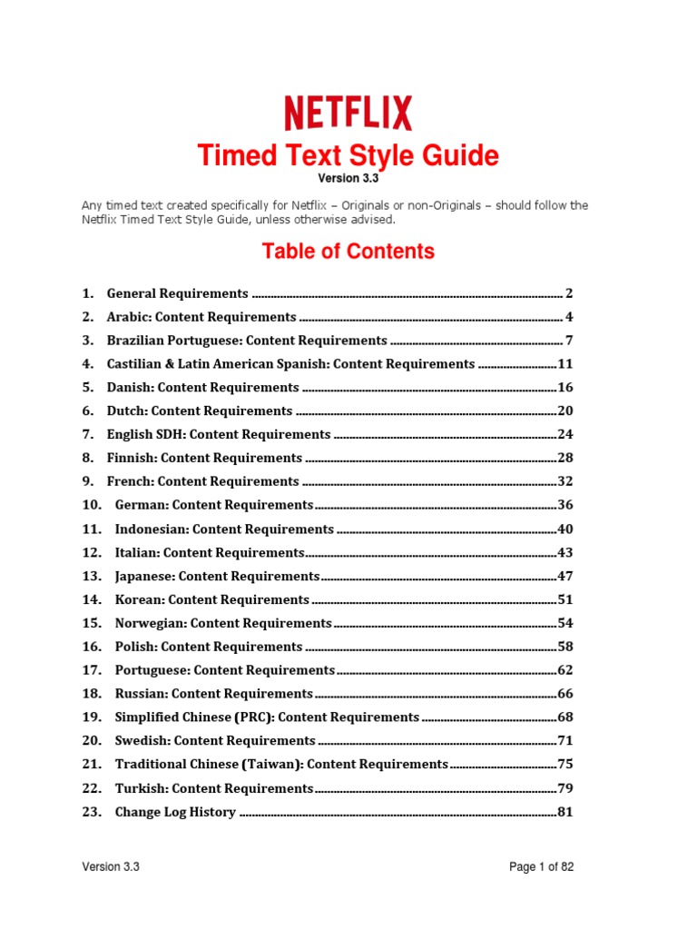 Netflix Timed Text Style Guide 3.3 | PDF | Ellipsis | Quotation Mark