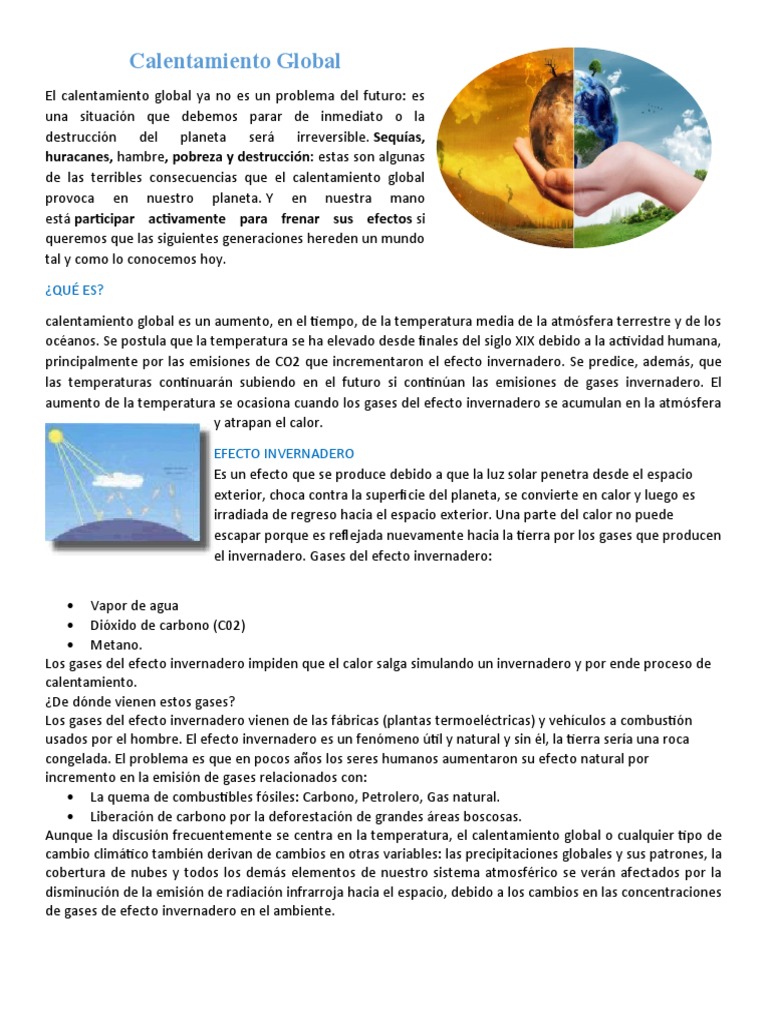Calentamiento Global | PDF | Gases de efecto invernadero | Cambio climático