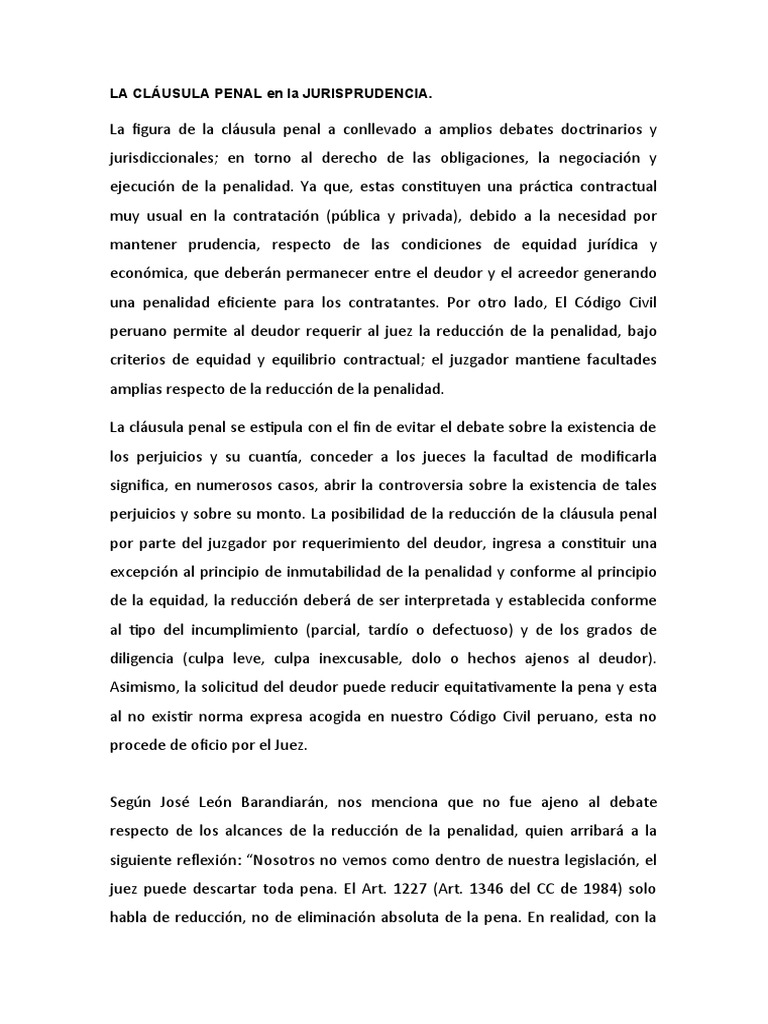 La Cláusula Penal en La Jurisprudencia | PDF | Juez | Justicia