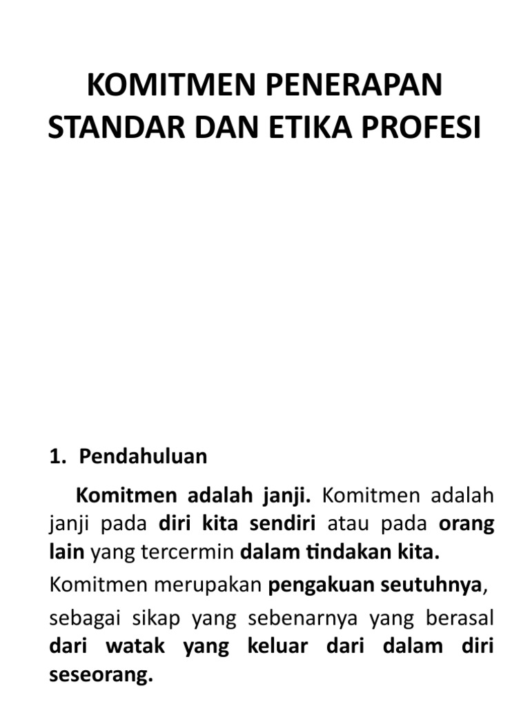 Komitmen Etika dan Standar Profesi | PDF | Karier & Perkembangan ...