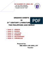 Grading Sheets Cover Page