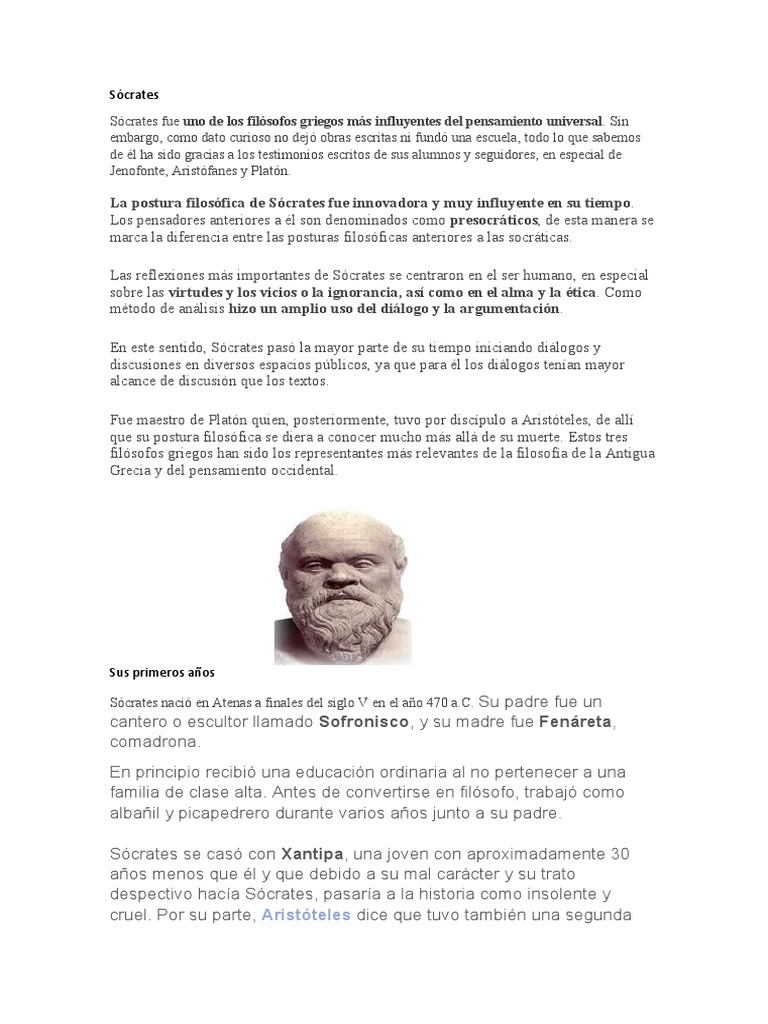 Vida y Filosofía de Sócrates | PDF | Sócrates | Platón