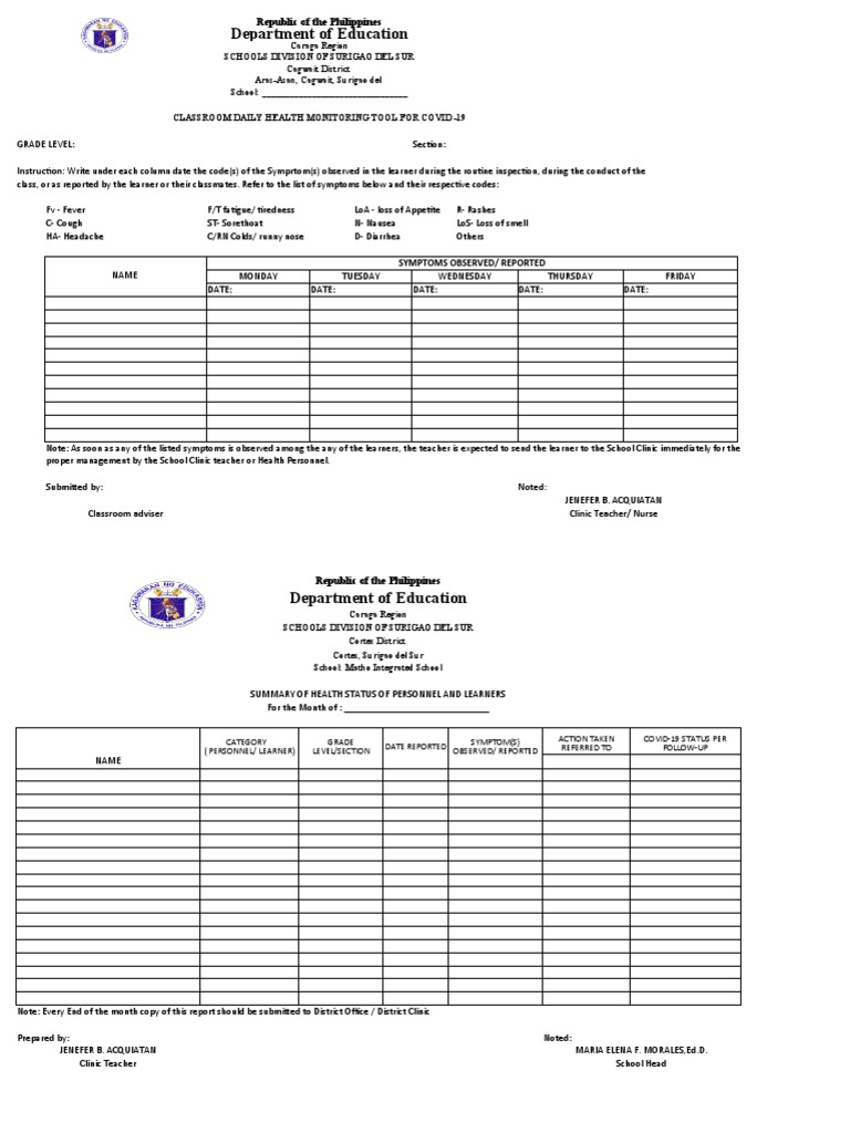 Daily Monitoring and Summary and Logsheet | PDF | Health Care | Medical ...