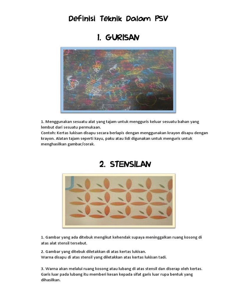 Teknik Seni Visual: Stensilan dan Gurisan | PDF | Seni