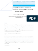 Self-Efficacy and Job Satisfaction As Correlates To Turnover Intentions Among Secondary School Teachers in Mbarara District