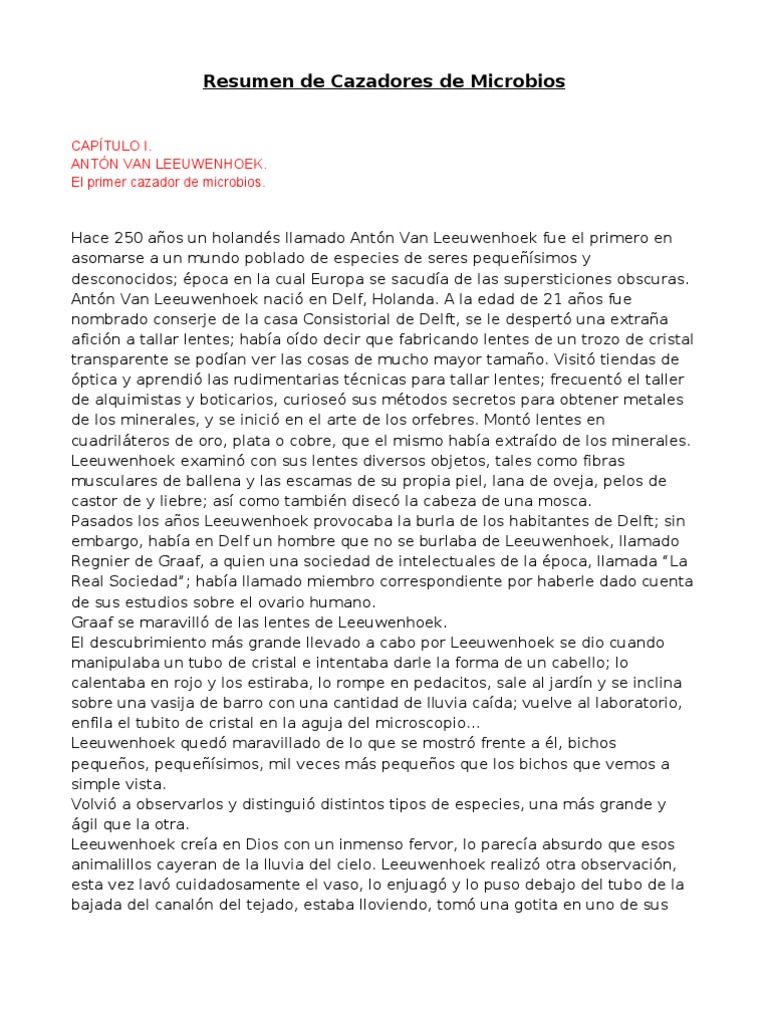 Resumen de Cazadores de Microbios | PDF | Rabia | Luis Pasteur