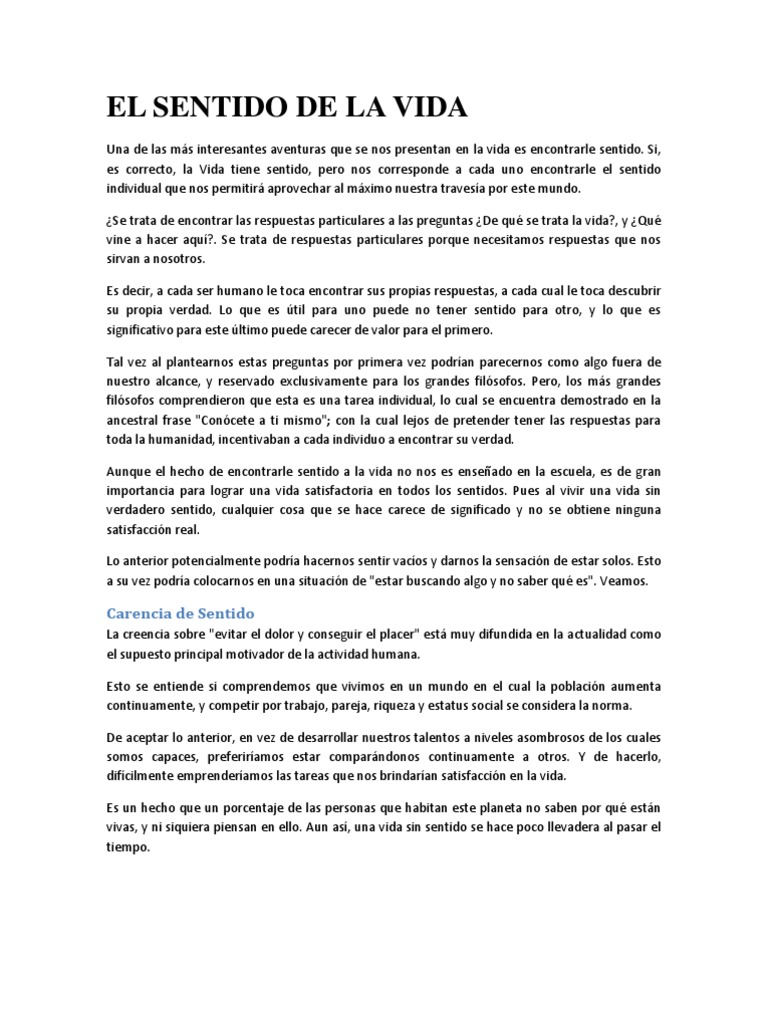 El Sentido de La Vida | PDF