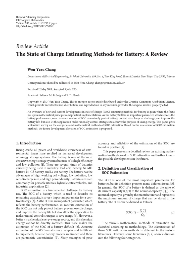 Battery SoC Equation PDF Rechargeable Battery Artificial Neural Network
