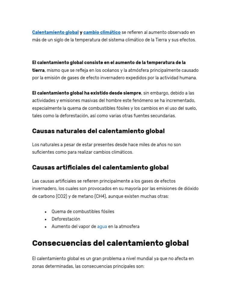 Historieta del Calentamiento Global Infantil | PDF | Gases de efecto ...