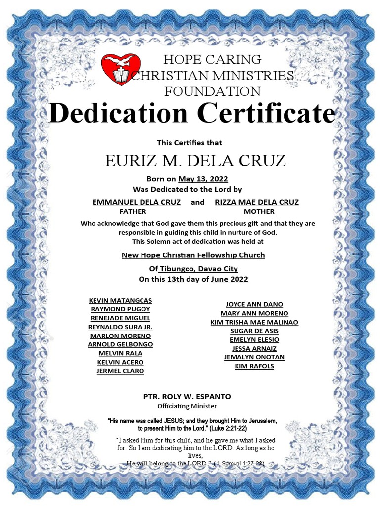 A4 Size New Hope Dedication | PDF