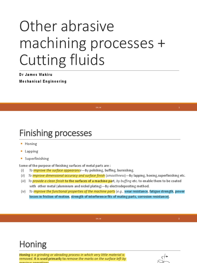 Lec6 Other Abrassive Machining and Cutting Fluids PDF Abrasive Grinding (Abrasive Cutting)