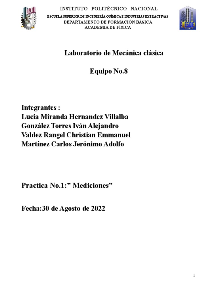 Equipo 8 Practica 1 | PDF | Medición | Exactitud y precisión