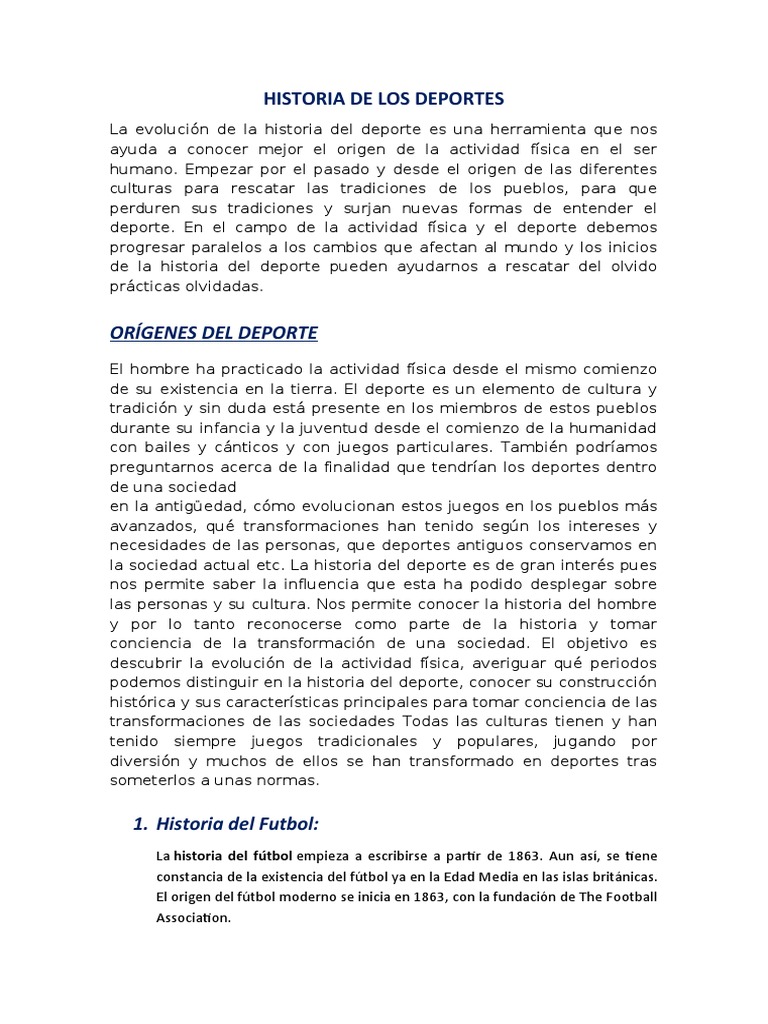 Historia de Los Deportes | PDF | Deporte del atletismo | Vóleibol