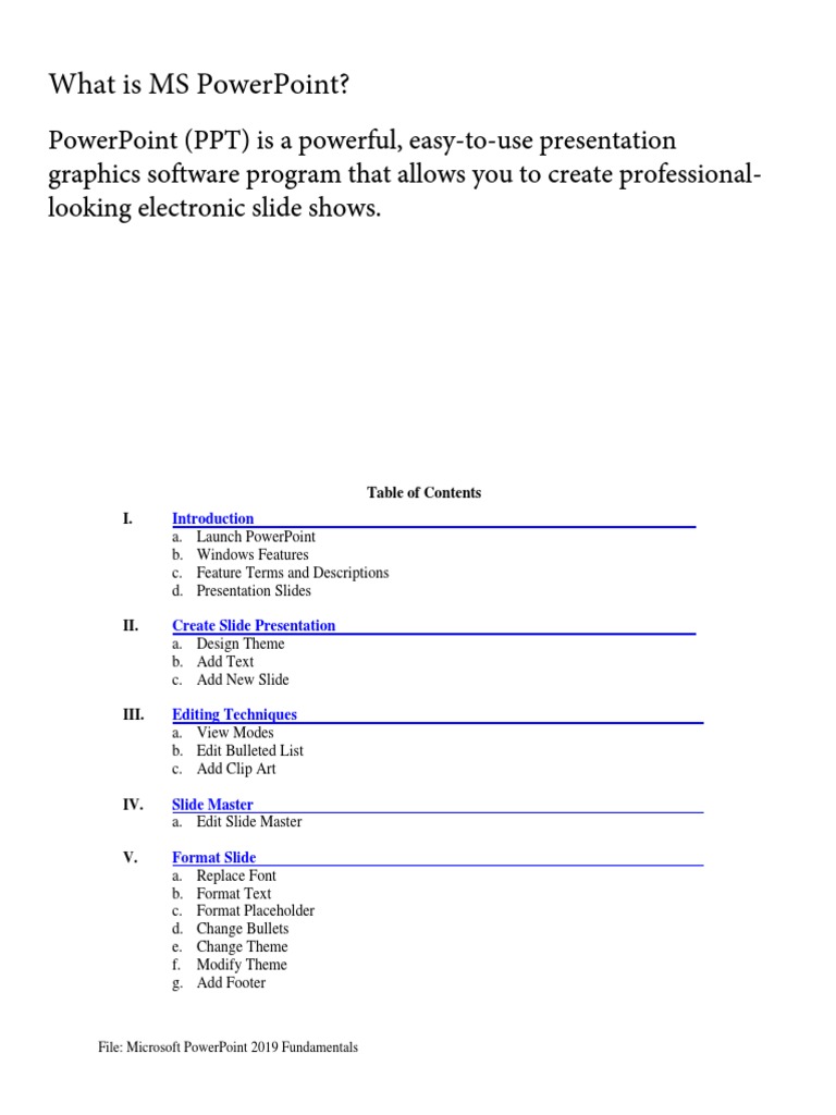 PowerPoint 2019 Basics and Techniques | PDF | Microsoft Power Point ...