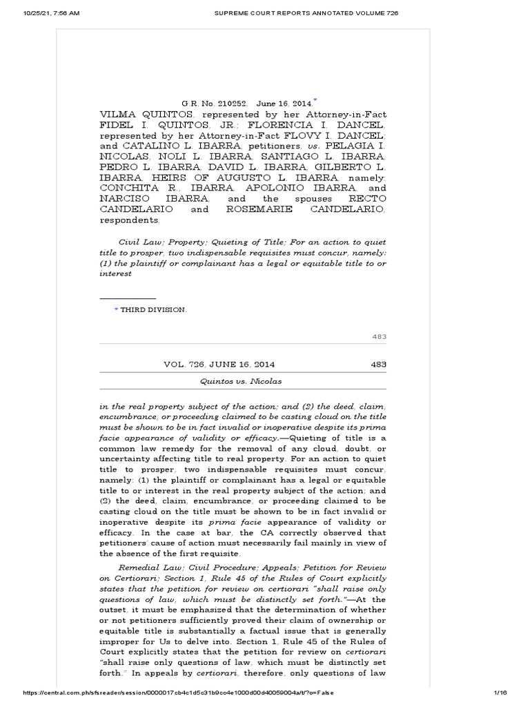 Quintos Vs Nicolas PDF Prejudice (Legal Term) Burden Of Proof (Law)
